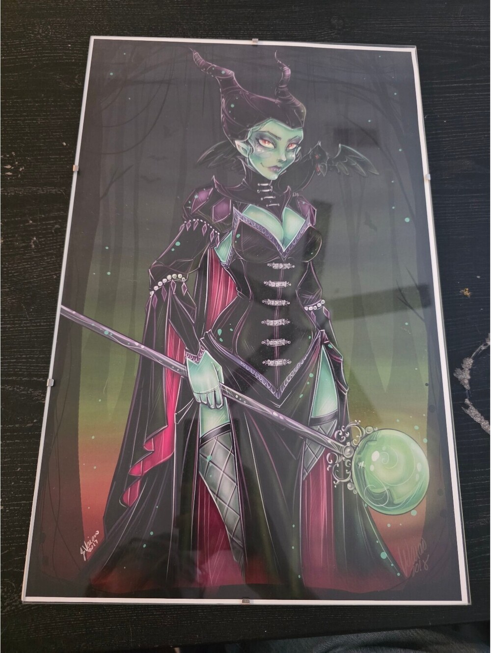 Maleficent Ursula Disney Villains Art Prints Signed 2017 2018 Lot of 2 Gothic
